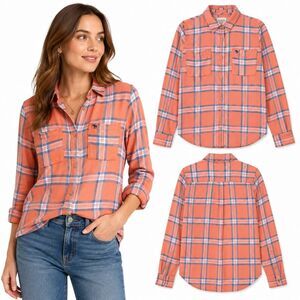 Abercrombie Fitch Women’s XS Coral Plaid Button Shirt